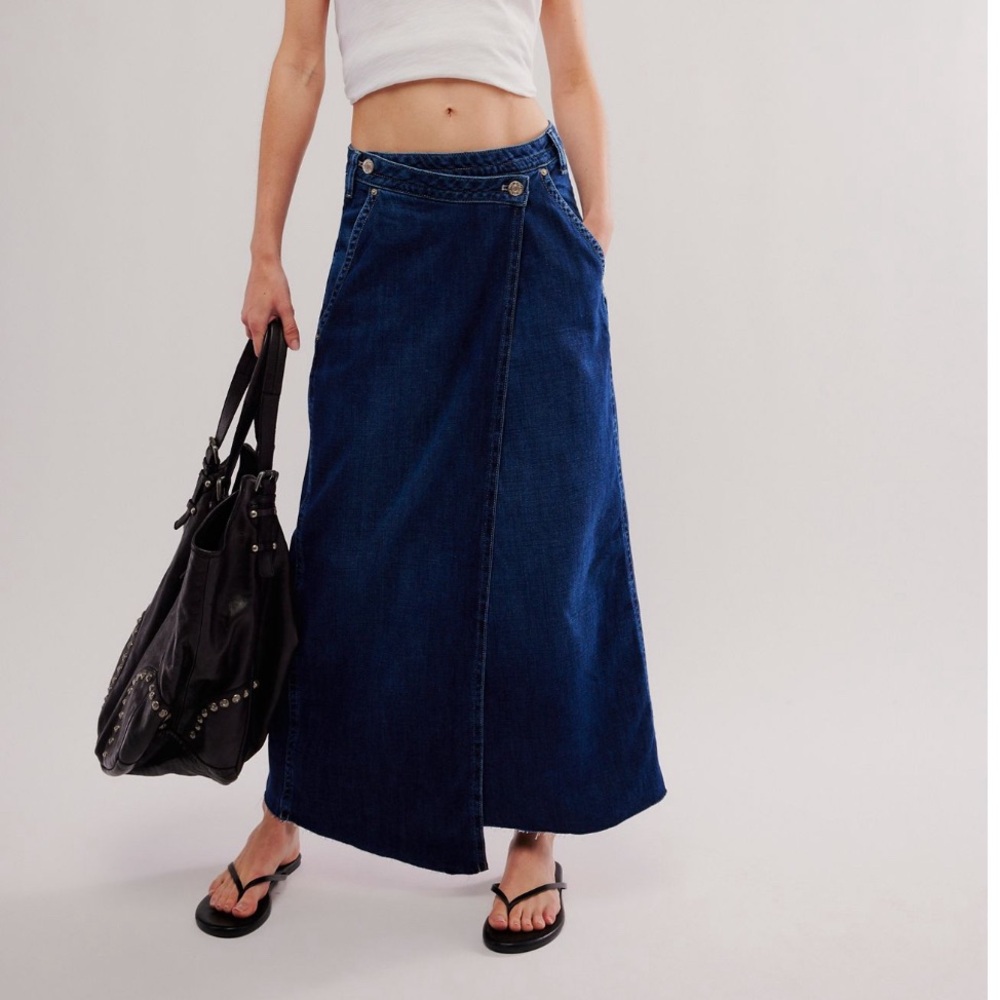We the free Roxie denim maxi skirt